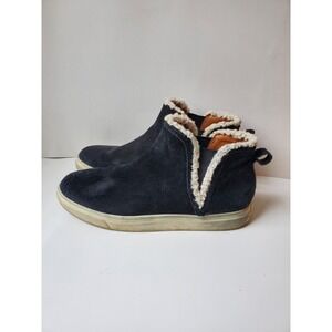 Lucky Brand Laycia Black suede Flat Ankle Boot Bootie Size‎ 10 Women's Fur